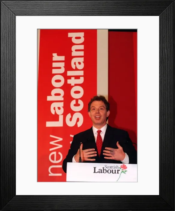 Framed Print : Tony Blair Labour Party Leader, speaking in Glasgow, April 1997 Framed Print : Tony Blair Labour Party Leader, speaking in Glasgow, April 1997