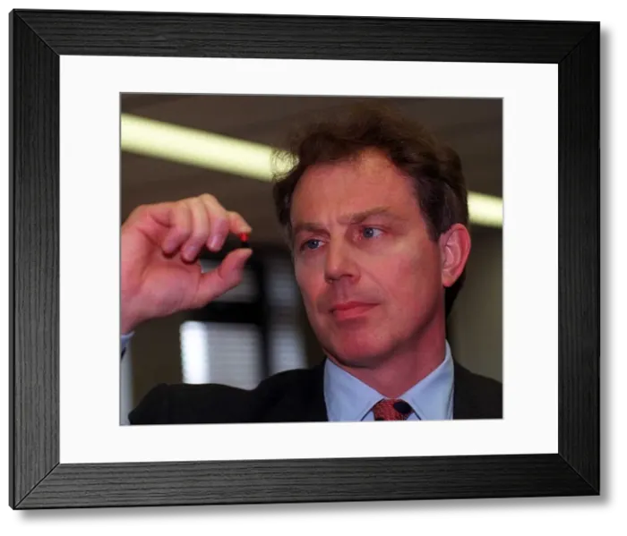 Framed Print : Tony Blair Labour leader holding tablet. 1990s