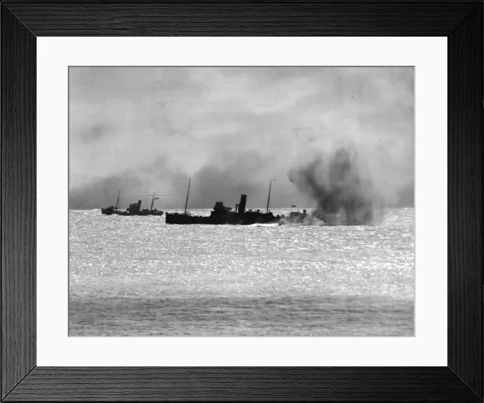 Framed Print : Germans shelling a Convoy in the English Channel May 1943 1940s Framed Print : Germans shelling a Convoy in the English Channel May 1943 1940s
