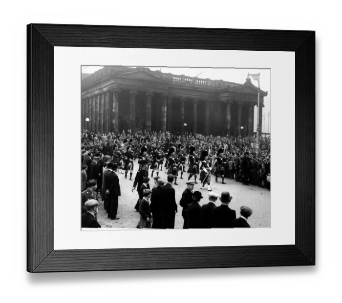 Framed Print : Edinburgh VJ Day August 1945 Pipe band march down The Mound Edinburgh line with Framed Print : Edinburgh VJ Day August 1945 Pipe band march down The Mound Edinburgh line with