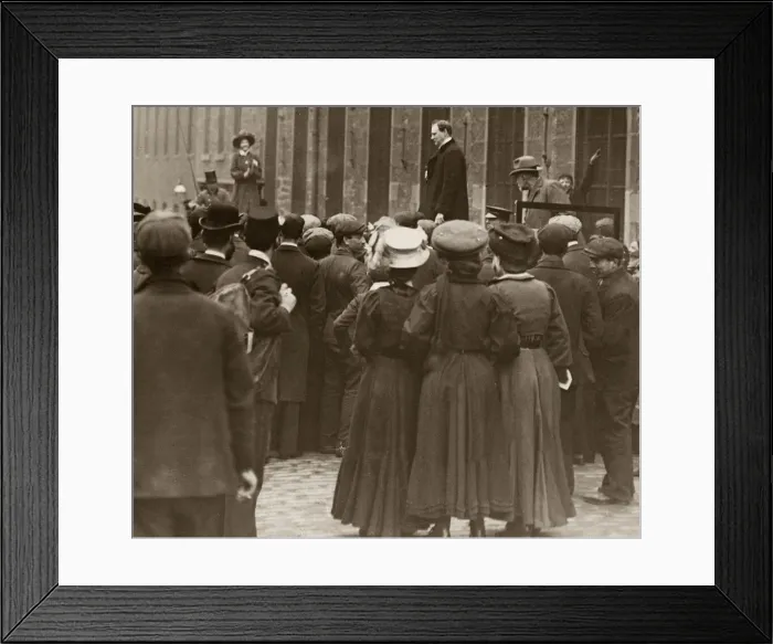 Framed Print : Winston Churchill May 1908 attempts to campaign during by-election in Dundee Scotland as Framed Print : Winston Churchill May 1908 attempts to campaign during by-election in Dundee Scotland as