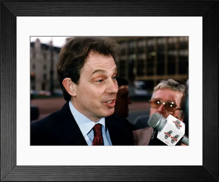 Framed Print : Tony Blair MP Leader Labour Party being interviewed in Glasgow. 1995
