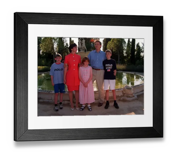 Framed Print : Tony Blair and Cherie Blair in Tuscany August 1997 With children Euan Kathryn