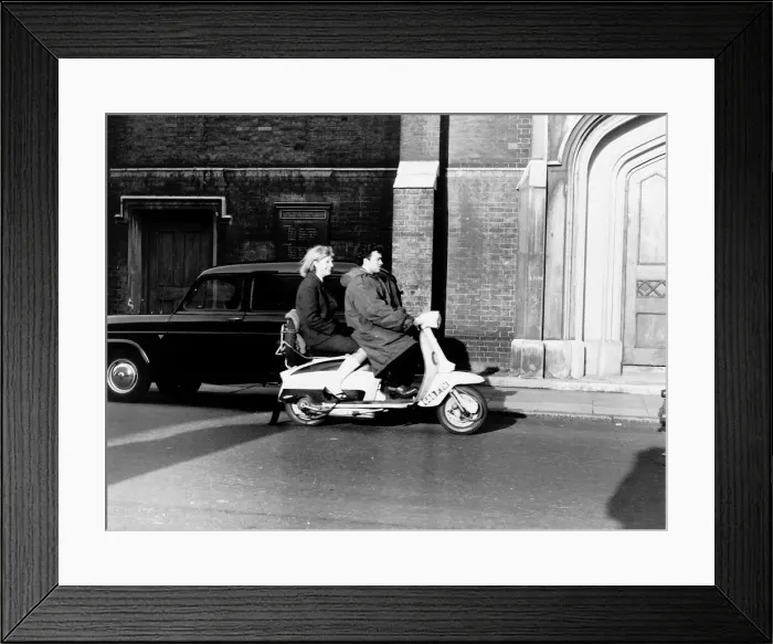 Framed Print : Mods on scooter Framed Print : Mods on scooter