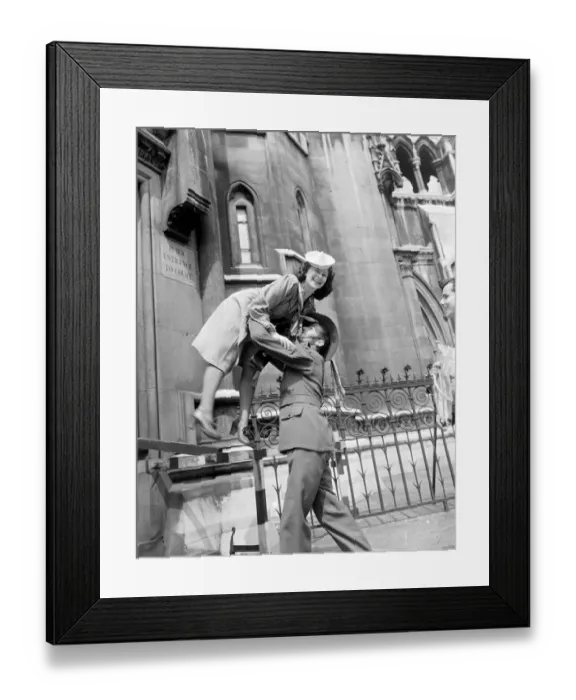 Framed Print : At 3pm on 8 May 1945, Prime Minister, Winston Churchill announced that the war in Europe