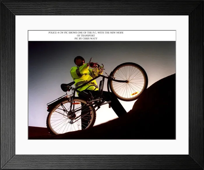 Framed Print : Police show off their new transport a cycle bike Framed Print : Police show off their new transport a cycle bike
