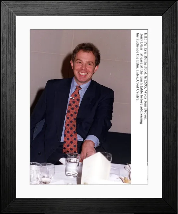 Framed Print : Tony Blair Labour Party Leader at lunch before addressing the CBI in Edinburgh. 1995 Framed Print : Tony Blair Labour Party Leader at lunch before addressing the CBI in Edinburgh. 1995
