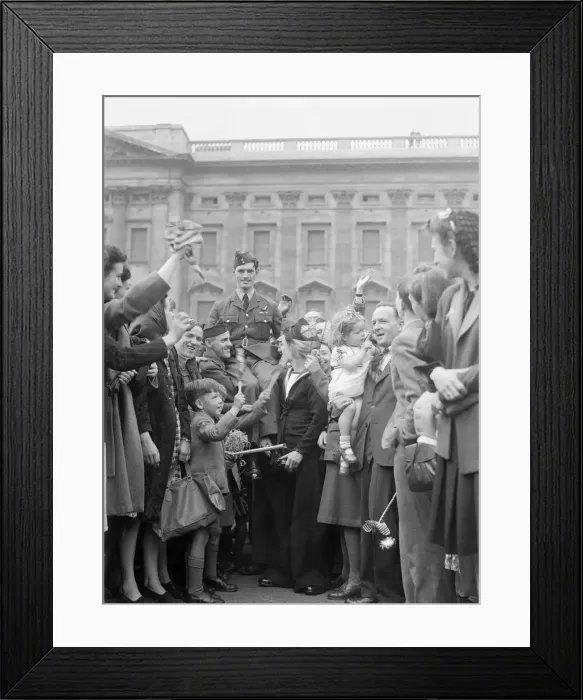 Framed Print : At 3pm on 8 May 1945, Prime Minister, Winston Churchill announced that the war in Europe Framed Print : At 3pm on 8 May 1945, Prime Minister, Winston Churchill announced that the war in Europe