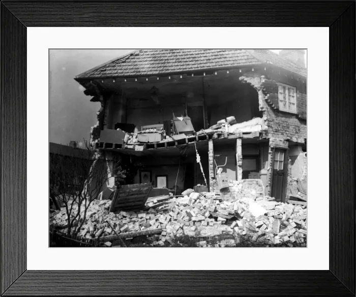 Framed Print : WW2 Air Raid Damage Bomb damage at Middlesbrough