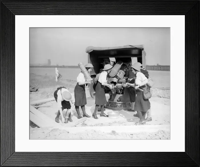 Framed Print : Wrens loading a shore battery on the south coast 1941 Women doing mens jobs during Framed Print : Wrens loading a shore battery on the south coast 1941 Women doing mens jobs during
