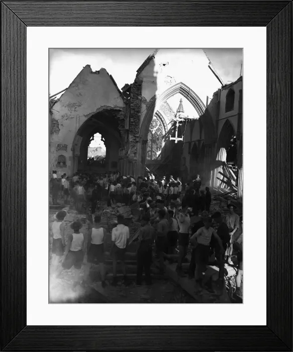 Framed Print : WW2 bomb damage to church building in Yarmouth, Norfolk, East Anglia. June 1943 Framed Print : WW2 bomb damage to church building in Yarmouth, Norfolk, East Anglia. June 1943
