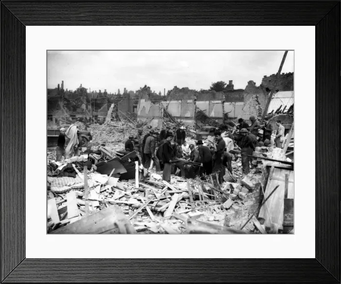 Framed Print : WW2 Air Raid Damage Deptford South London Deptford air raid damage Rescue Framed Print : WW2 Air Raid Damage Deptford South London Deptford air raid damage Rescue