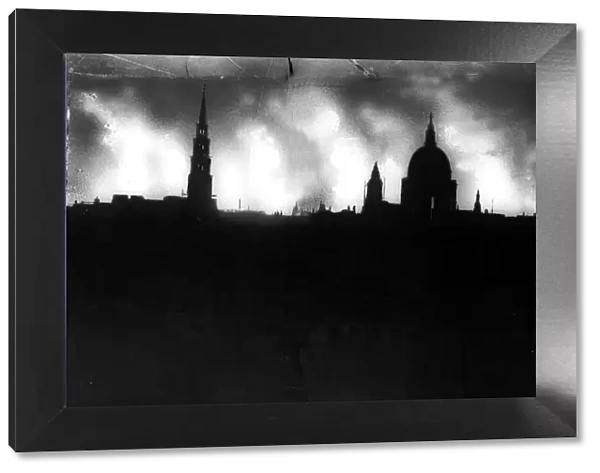 London Skyline during World War Two December 1940 with Saint Pauls
