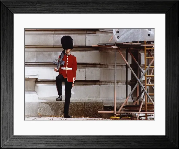 Framed Print : Army Sentry on duty carrying a gun September 1992 Framed Print : Army Sentry on duty carrying a gun September 1992