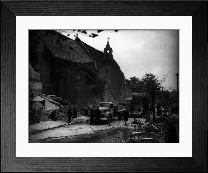 Framed Print : Rocket Raid at Upton Park during WW2 September 1944