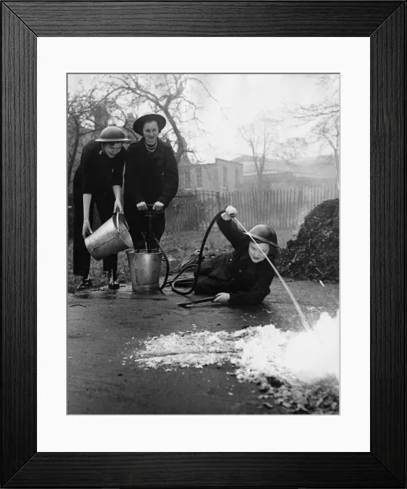 Framed Print : Girls of the Hendon Civil Defence Corps who are training to be ambulance drivers go