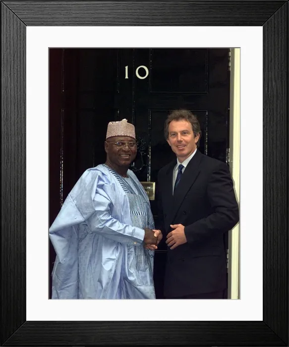 Framed Print : Nigerian military leader September 1998 General Abdulsalami Abubakar is greeted by Framed Print : Nigerian military leader September 1998 General Abdulsalami Abubakar is greeted by