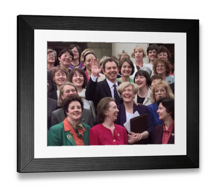 Framed Print : Tony Blair surrounded by some of the 101 new woman Labour MPs on first day of his new Framed Print : Tony Blair surrounded by some of the 101 new woman Labour MPs on first day of his new