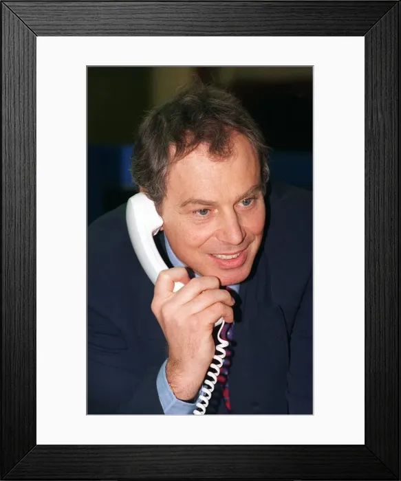 Framed Print : Tony Blair Prime Minister March 1998, speaks to caller during his visit to Heatwise Framed Print : Tony Blair Prime Minister March 1998, speaks to caller during his visit to Heatwise