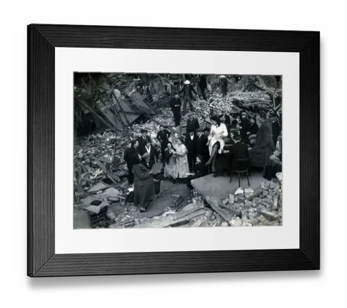 Framed Print : Locals dancing around the piano down Bow way, London. Blitz Framed Print : Locals dancing around the piano down Bow way, London. Blitz