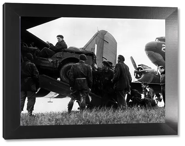 War: France Airborne September 1944 A jeep unloaded by men of the airborn division