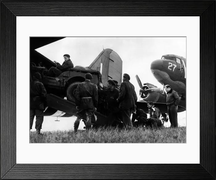 Framed Print : War: France Airborne September 1944 A jeep unloaded by men of the airborn division Framed Print : War: France Airborne September 1944 A jeep unloaded by men of the airborn division