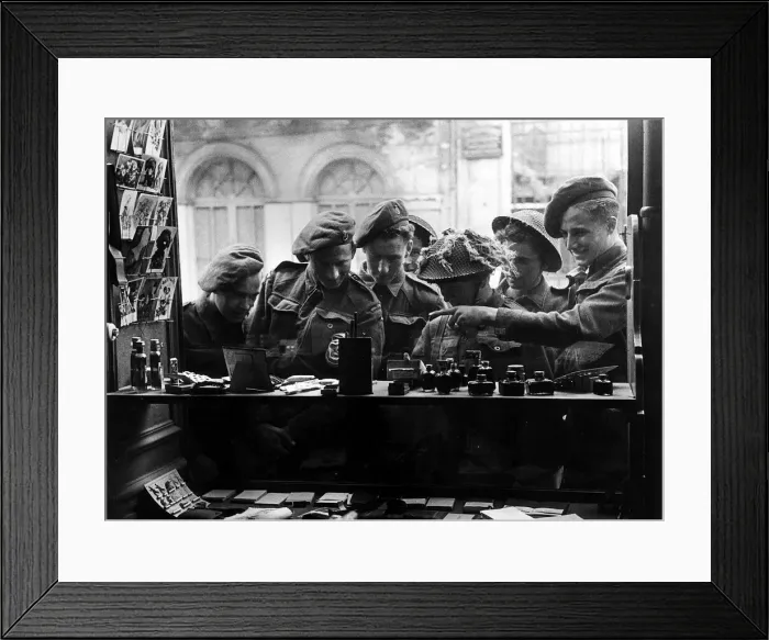 Framed Print : War: Invasion of France June 1944 Looking for a few souvenirs (Bayeaux Framed Print : War: Invasion of France June 1944 Looking for a few souvenirs (Bayeaux
