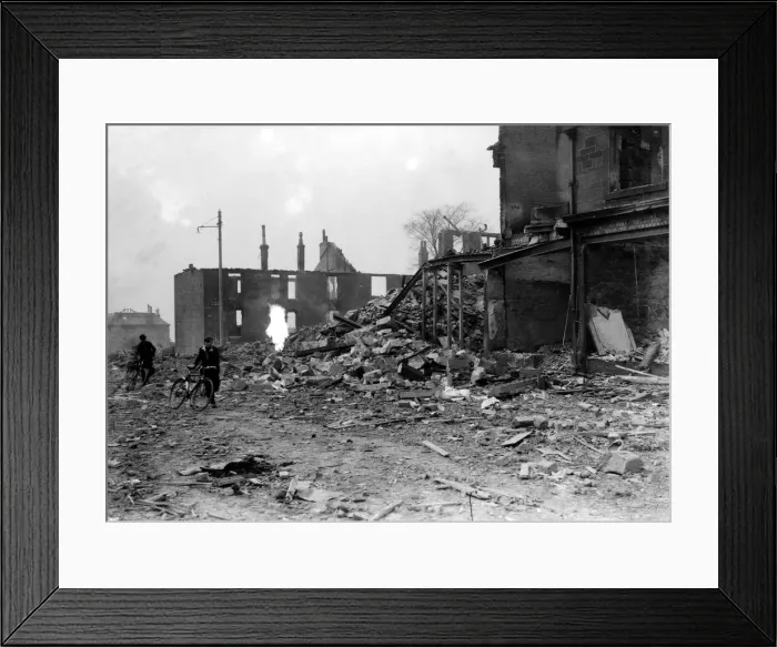 Framed Print : WW2 Air Raid Damage Bomb damage at Glasgow Clydeside Framed Print : WW2 Air Raid Damage Bomb damage at Glasgow Clydeside