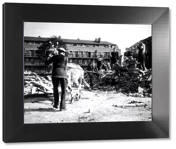 WW2 Air Raid Damage October 1941 A circus mule helps in demolition of a bombed