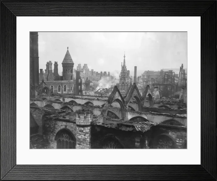 Framed Print : WW2 Air Raid Damage Bomb damage at Plymouth Framed Print : WW2 Air Raid Damage Bomb damage at Plymouth