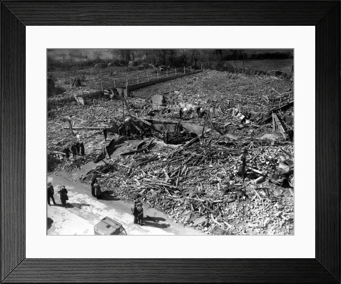 Framed Print : WW2 Air Raid Damage Bomb raid damage at Chigwell Framed Print : WW2 Air Raid Damage Bomb raid damage at Chigwell