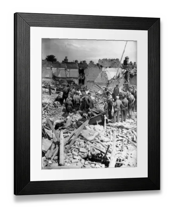 Framed Print : WW2 Air Raid Damage Deptford South London Deptford air raid damage Soldiers