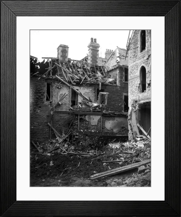 Framed Print : WW2 Air Raid Damage Bomb damage at Cardiff Circa 1941 Framed Print : WW2 Air Raid Damage Bomb damage at Cardiff Circa 1941