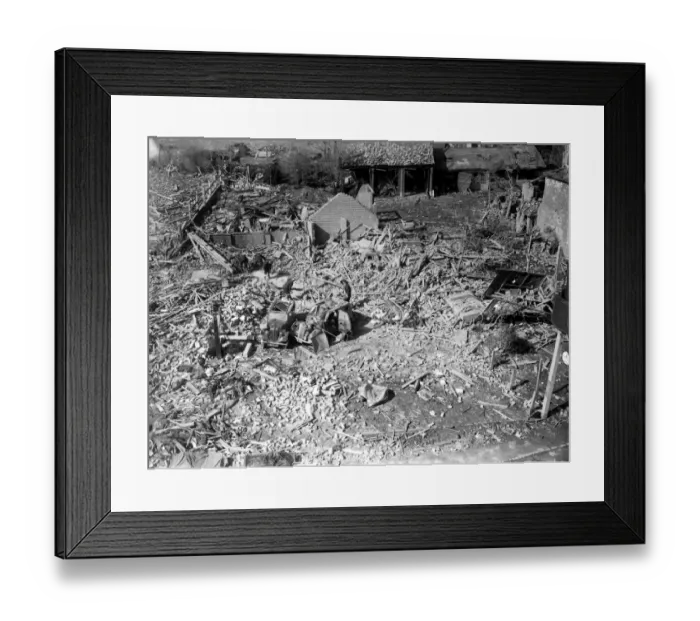 Framed Print : WW2 Air Raid Damage Bomb damage at Chigwell Framed Print : WW2 Air Raid Damage Bomb damage at Chigwell