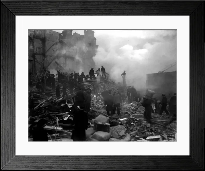 Framed Print : WW2 London Air Raid Bomb Damage V2 Rocket Attack 1944 Members of the Fire Service