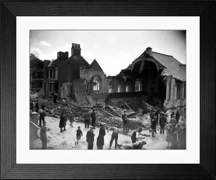 Framed Print : WW2 Air Raid Damage Air raid damage at Grimsby Framed Print : WW2 Air Raid Damage Air raid damage at Grimsby