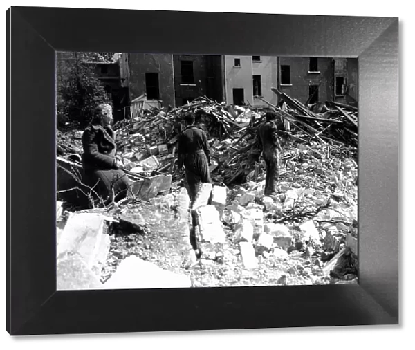 WW2 Air Raid Damage Bath Bomb damage at Bath - people survey the damage