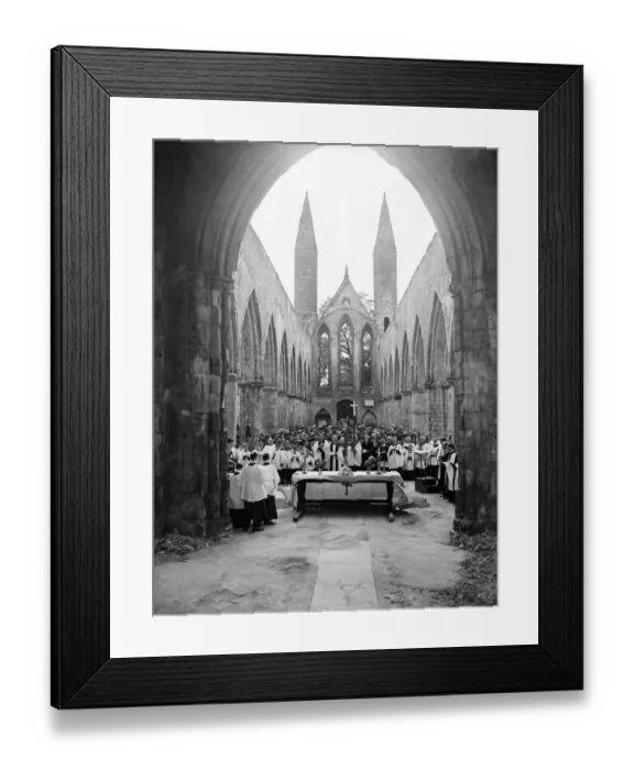Framed Print : WW2 Norwich Air Raid Bomb Damage June 1943 Church sevice in bombed out remains of