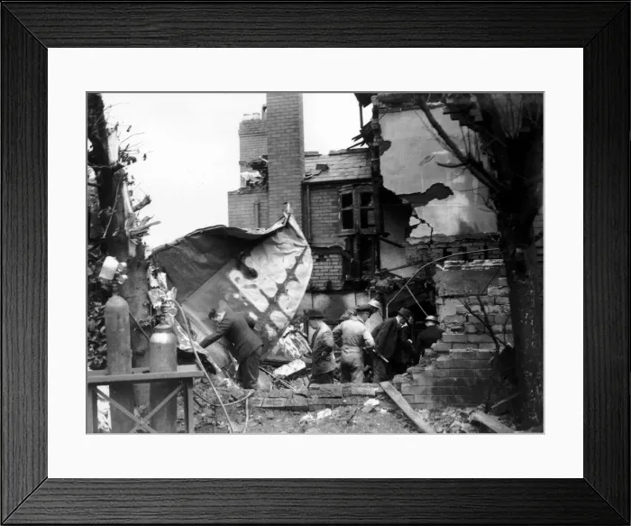 Framed Print : WW2 Air Raid Damage Rescue workers searching a bombed building after a German Framed Print : WW2 Air Raid Damage Rescue workers searching a bombed building after a German
