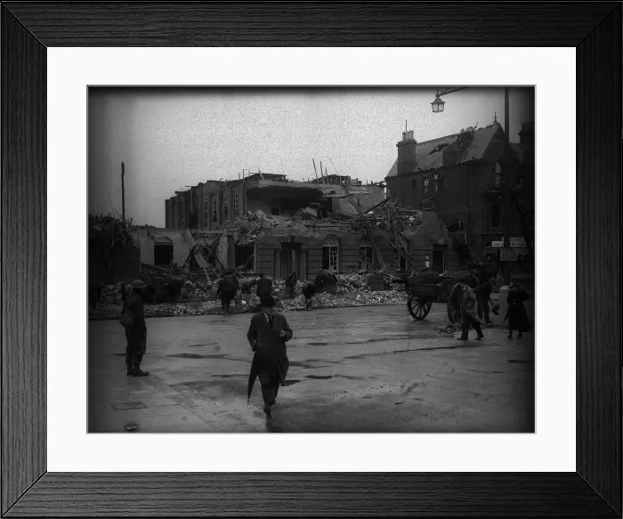 Framed Print : WW2 bomb damage to buildings in Dover. Circa 1941 Framed Print : WW2 bomb damage to buildings in Dover. Circa 1941