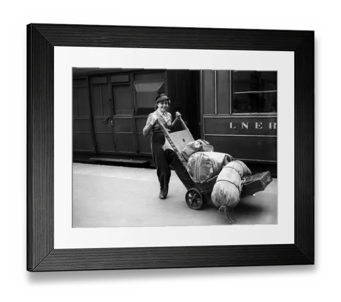 Framed Print : Woman Railway Porter, 1941 women doing mens jobs during the war years Women at War