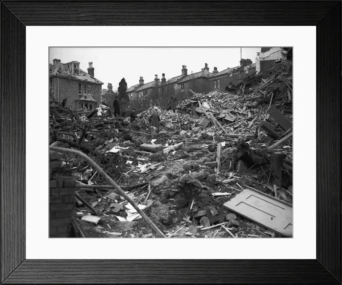 Framed Print : WW2 Air Raids Coventry WW2 Bomb damage in Coventry after air raid Framed Print : WW2 Air Raids Coventry WW2 Bomb damage in Coventry after air raid