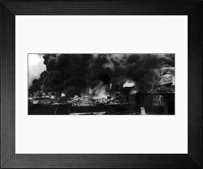 Framed Print : Prices Candle and Nightlight factory fire December 1944 which was hit by flying