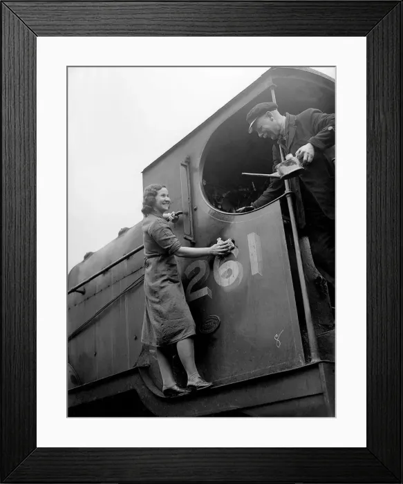 Framed Print : Women Engine Cleaners during WW2 - 1941 Women doing mens jobs during the war Framed Print : Women Engine Cleaners during WW2 - 1941 Women doing mens jobs during the war