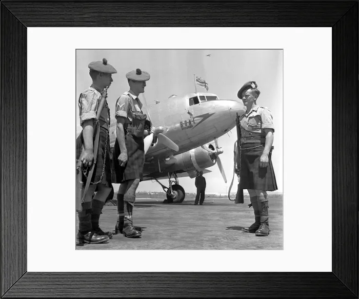 Framed Print : Palestine British Army 1947 Soldiers guard a BOAC DC3 from Jewish terrorists in Framed Print : Palestine British Army 1947 Soldiers guard a BOAC DC3 from Jewish terrorists in