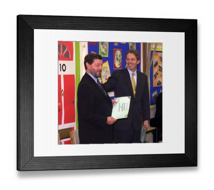 Framed Print : Tony Blair MP Prime Minister September 1999, and Education Secretary David Blunkett in Framed Print : Tony Blair MP Prime Minister September 1999, and Education Secretary David Blunkett in