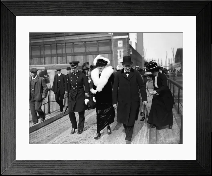 Framed Print : First Lord of the Admiralty Winston Churchill arriving for the launching of