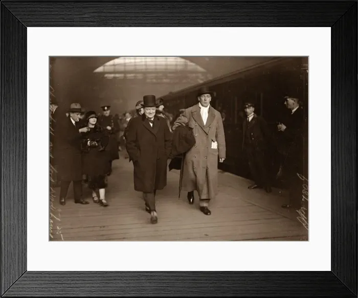 Framed Print : Winston Churchill with Lord Wodehouse at Victoria Train Station en route for Paris Framed Print : Winston Churchill with Lord Wodehouse at Victoria Train Station en route for Paris