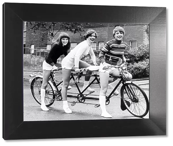 Bicycles - Liz, Denise and Janice, three Evening Chronicle Promotion girls show that