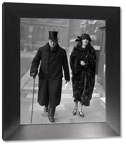 Winston Churchill is seen with his wife Clementine Churchill at Leicester where he was